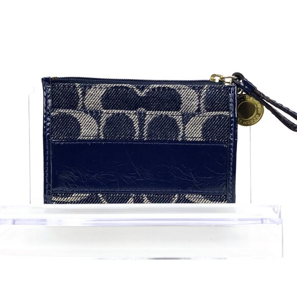 COACH Signature Mini Card Case Holder w/Key Ring - Picture 6 of 8